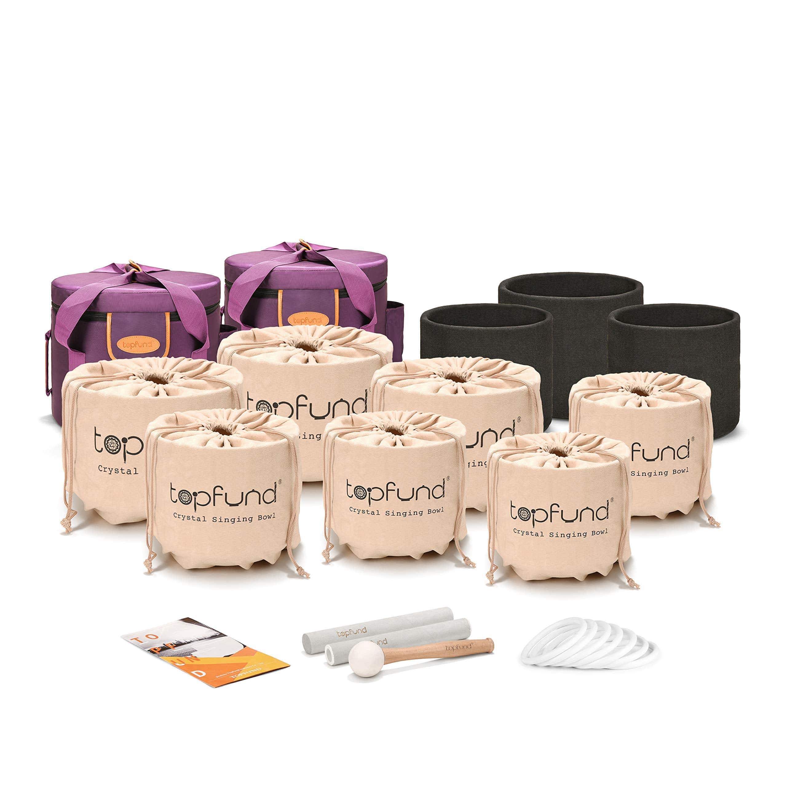 TOPFUND 6-10 inch Chakra Set of 7 Crystal Singing Bowls - TOPFUND Crystal Singing Bowl